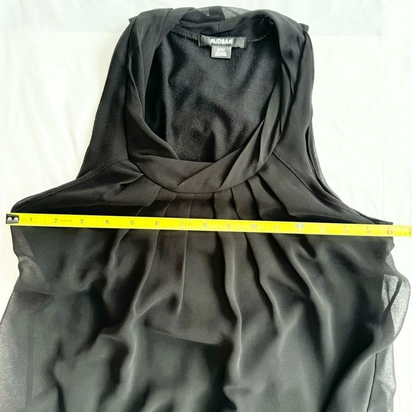 RUDSAK Black Goth Mini Dress Halter Ruffles Chiffon Sheer - Picture 9 of 16